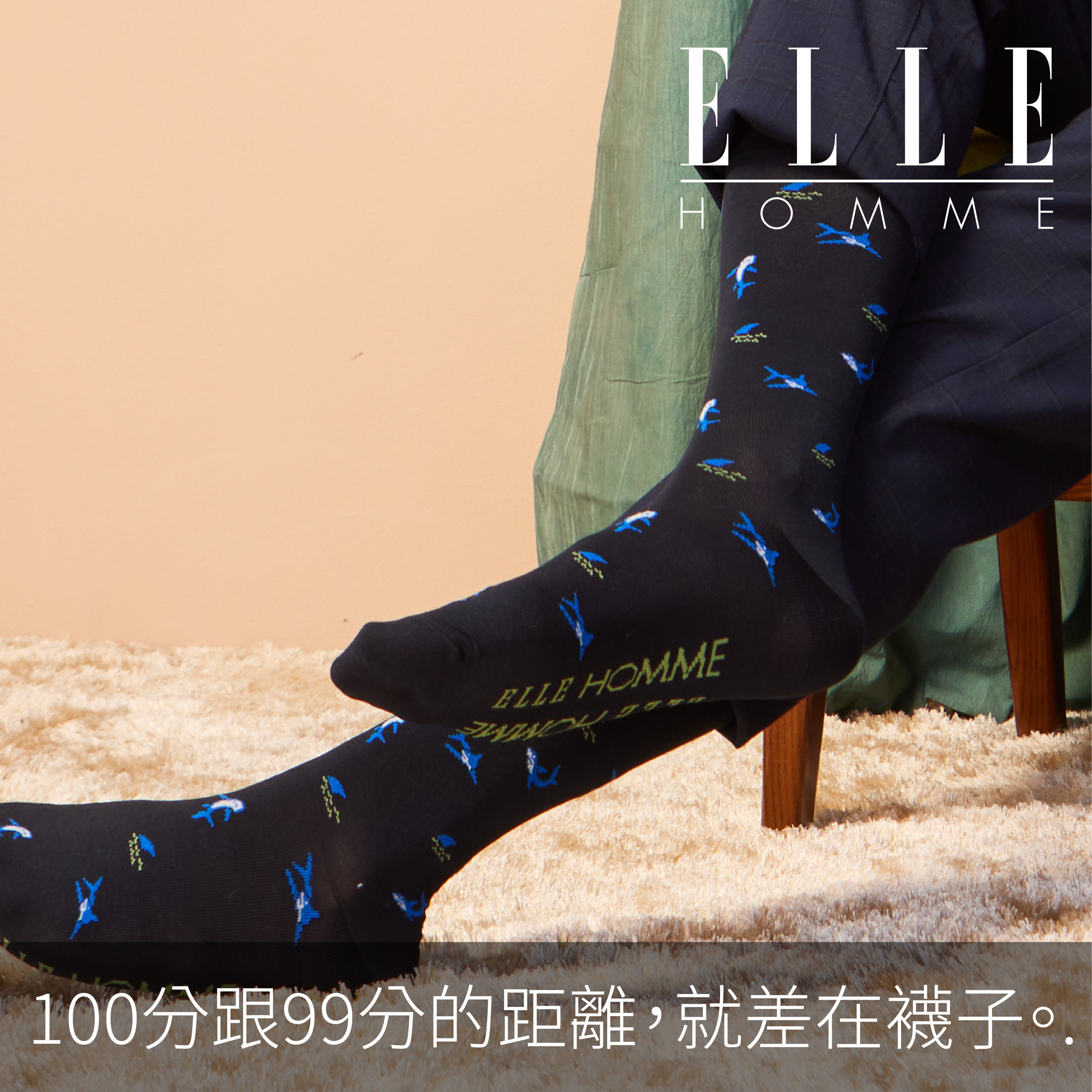 【ELLE HOMME】鯊魚紳士休閒襪