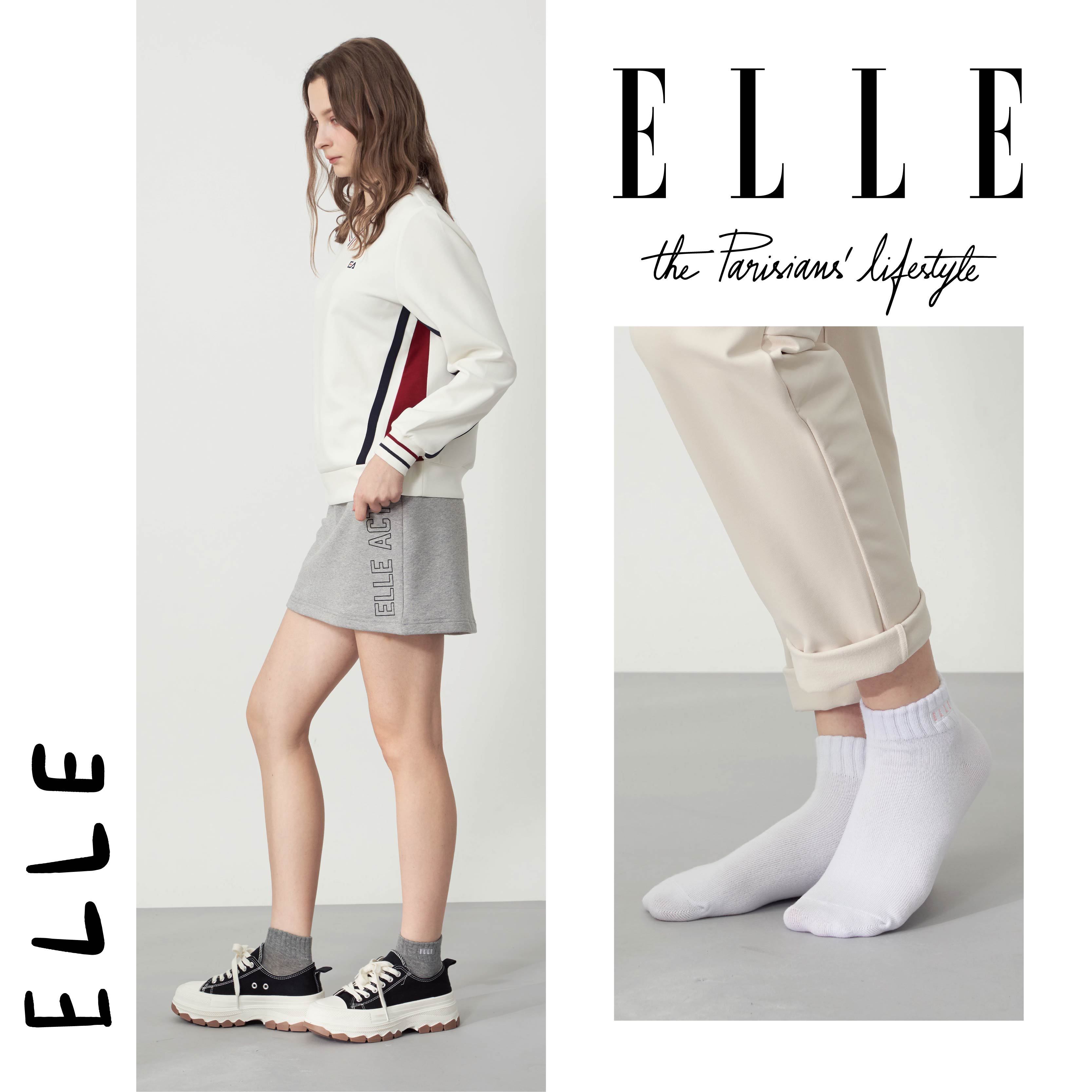 【ELLE】學生刺繡休閒襪